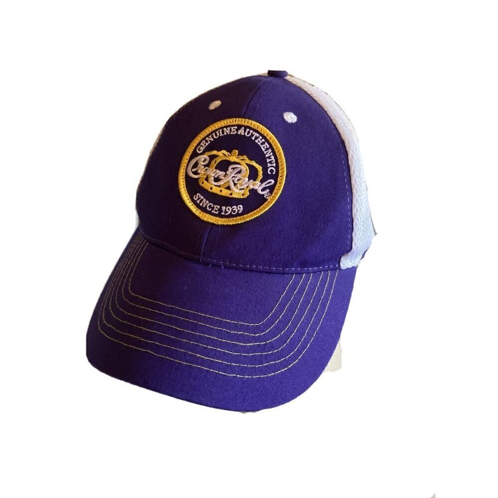 Royal Crown Strapback Cap Hat  Purple Embroidered